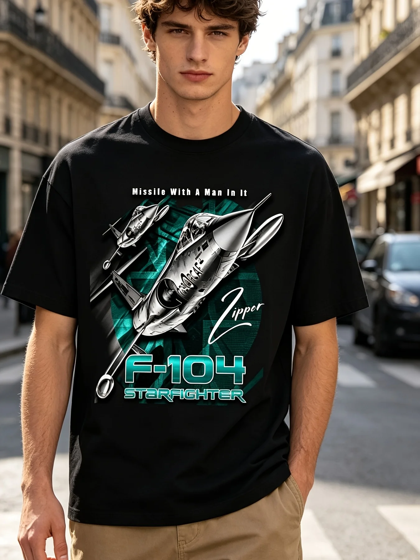 Men'S USA F-104 Starfighter Supersonic Interceptor Jet Multi Aircraft Graphic Layout Graphic T-Shirt Thunder Gaming Fans