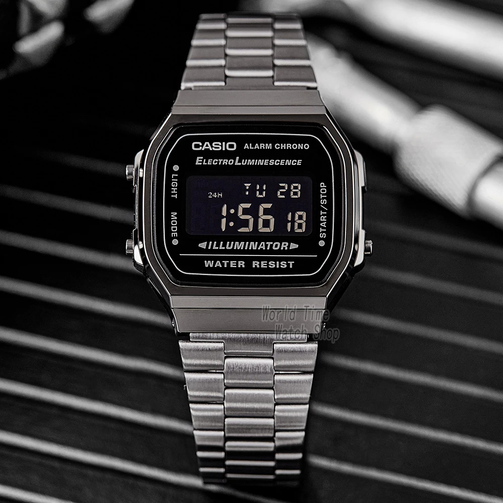 ساعة كاسيو للرجال موضة الأعمال تصميم رائع عرض تناظري حركة كوارتز مقاومة للماء A168WGG-