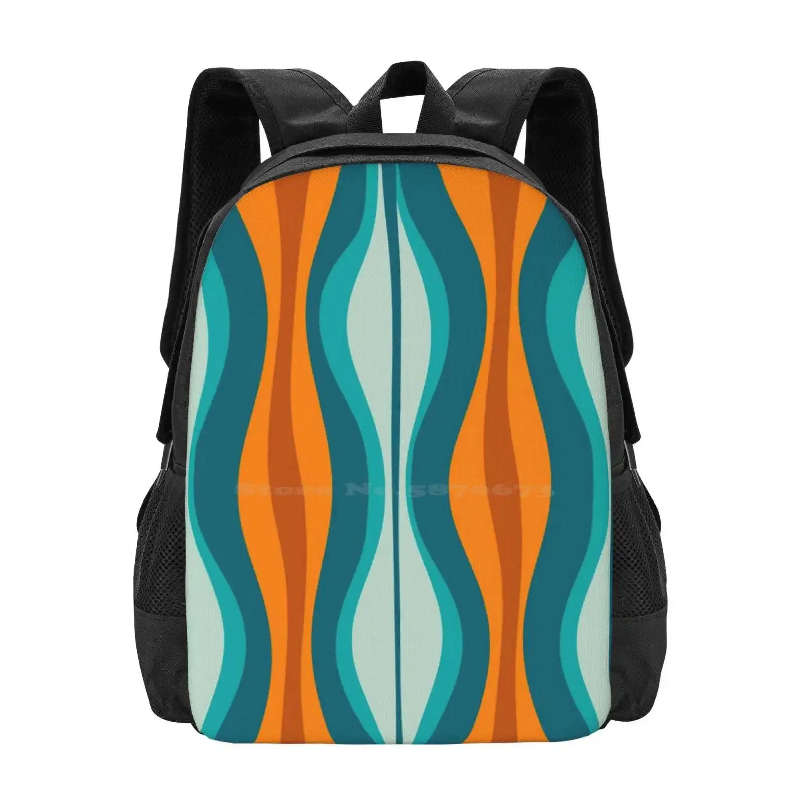 

Hourglass Abstract Midcentury Modern Pattern In Orange, Rust, Aqua, Turquoise, And Teal Hot Sale Schoolbag Backpack Fashion