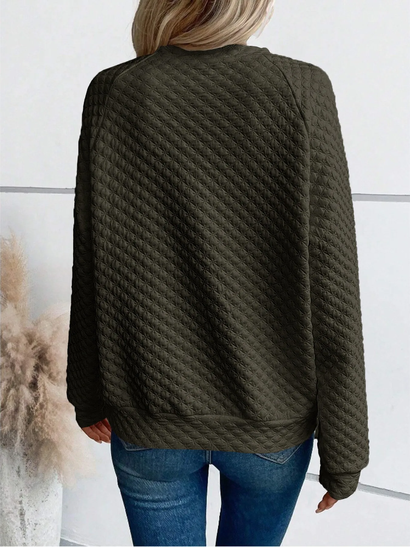 Casual Patchwork Slim Fit Commuter Hoodie with V Neck Regular Sleeve Long Sleeve Women Sweatshirt Autumn Mid Length No Hood
