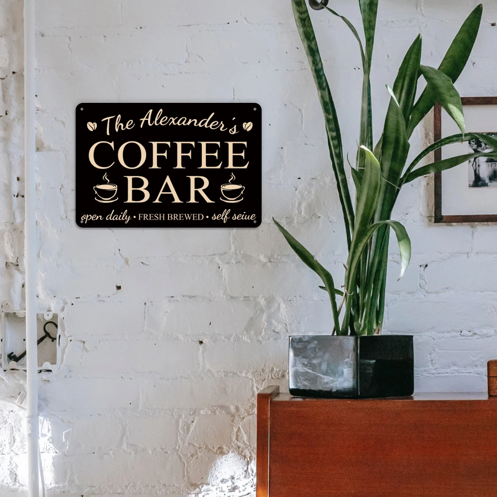 Putuo Decor-Custom Metal Sign, Coffee Bar Sign,Custom Name, Decorative Wall Sign for Home Bar, Cafe Pub, 7.9x11.8 Inches