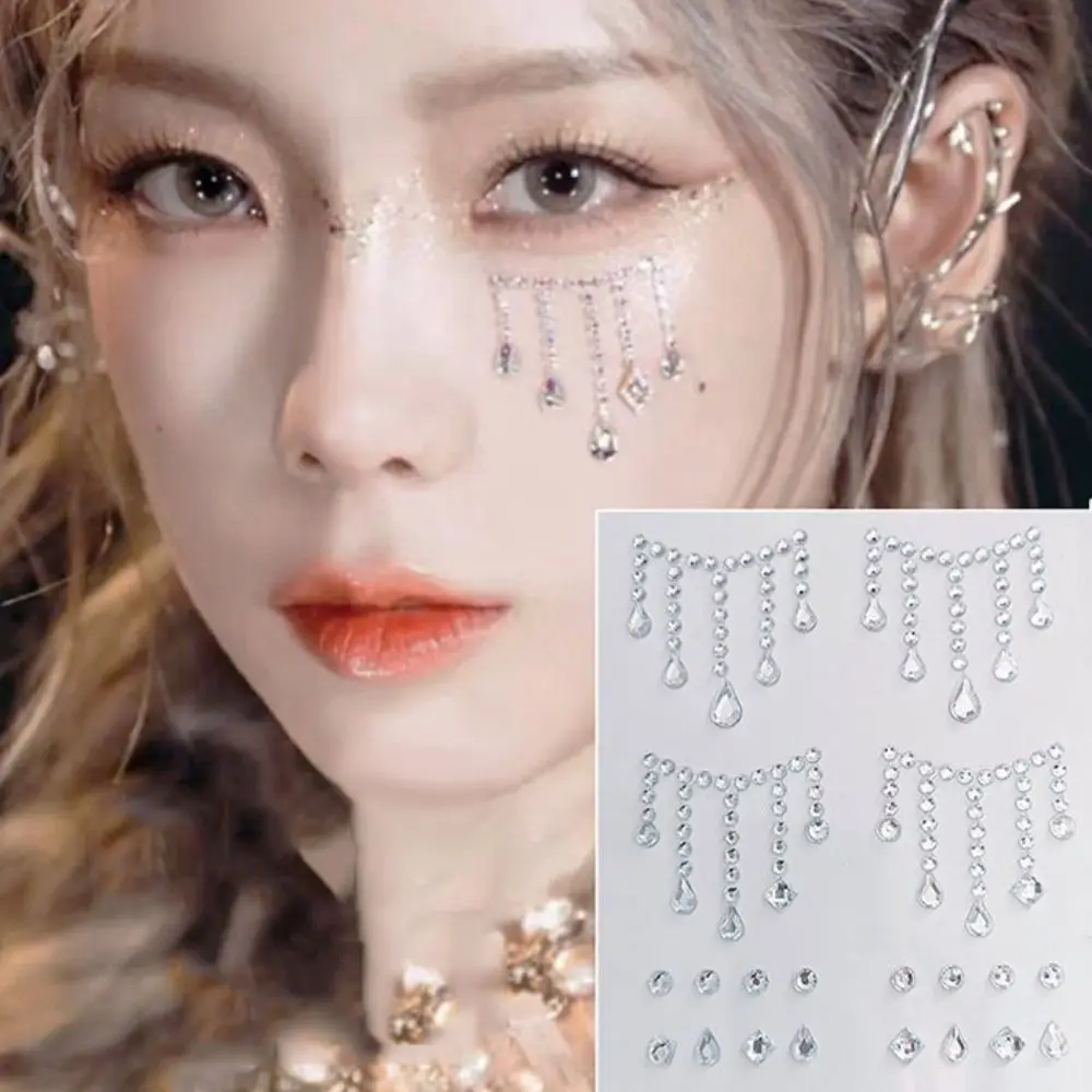 Face Jewels Stickers DIY Pearls Eyeliner Diamond Decals Body Colored Diamonds Face Tattoo Stickers Face Rhinestone Stickers