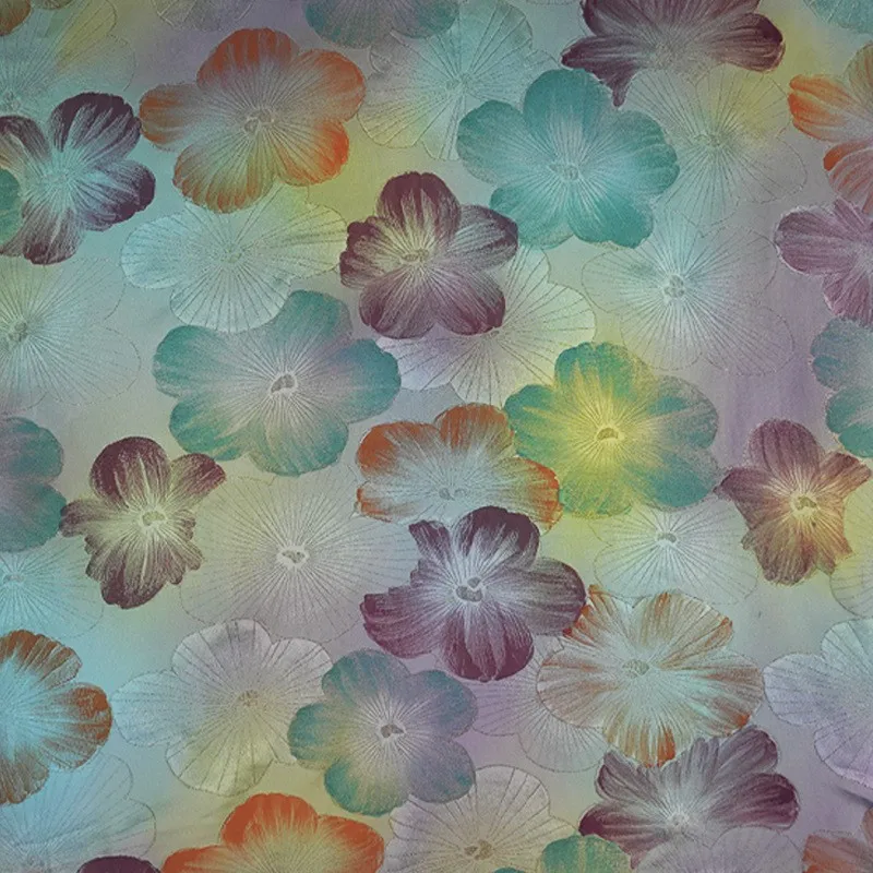 This hand-painted pure silk fabric is a new Chinese-style with variety of flowers blooming