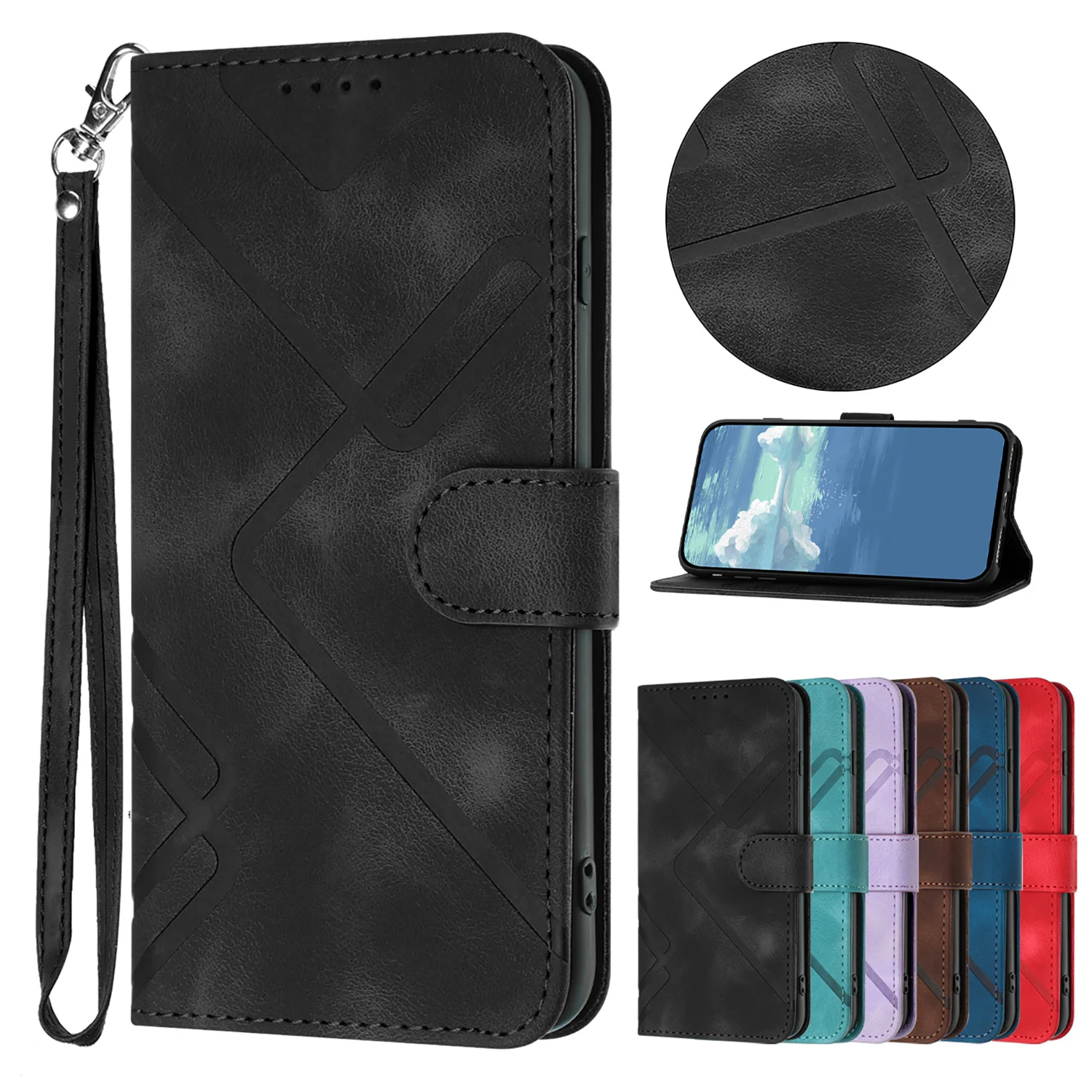 Leather Flip Wallet Case For Samsung Galaxy S24 S23 S22 S21 S20 FE Plus Ultra S10 19 18 Plus S7 edge Card Stand Protect Cover