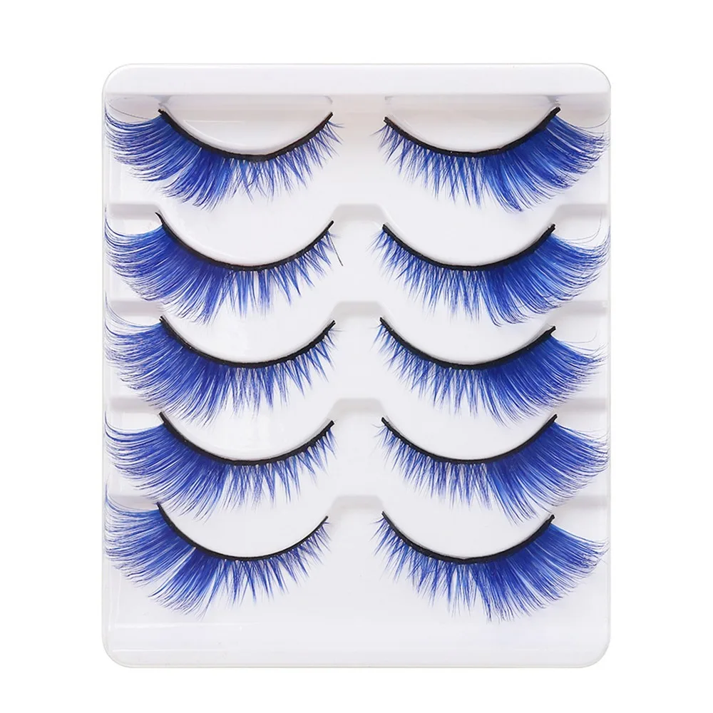 5 أزواج فريدة من نوعها نظرة درامية رموش ملونة تأثيري حفلة لينة رقيق ملون الرموش الصناعية حفلة تنكرية رمش تمديد #1