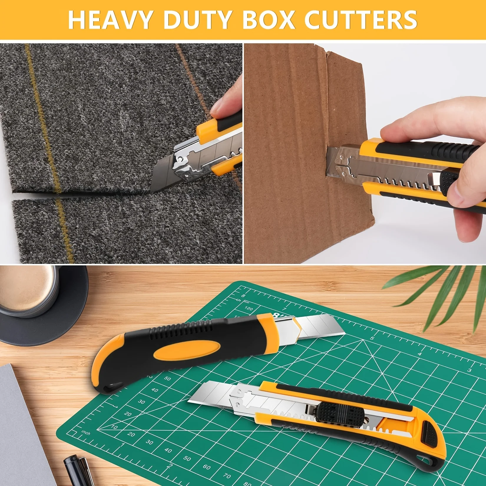 1 PC Utility Knife Box Cutter Retractable, Blade Storage Design, Extra 2 PCS Snap Off Blades Included