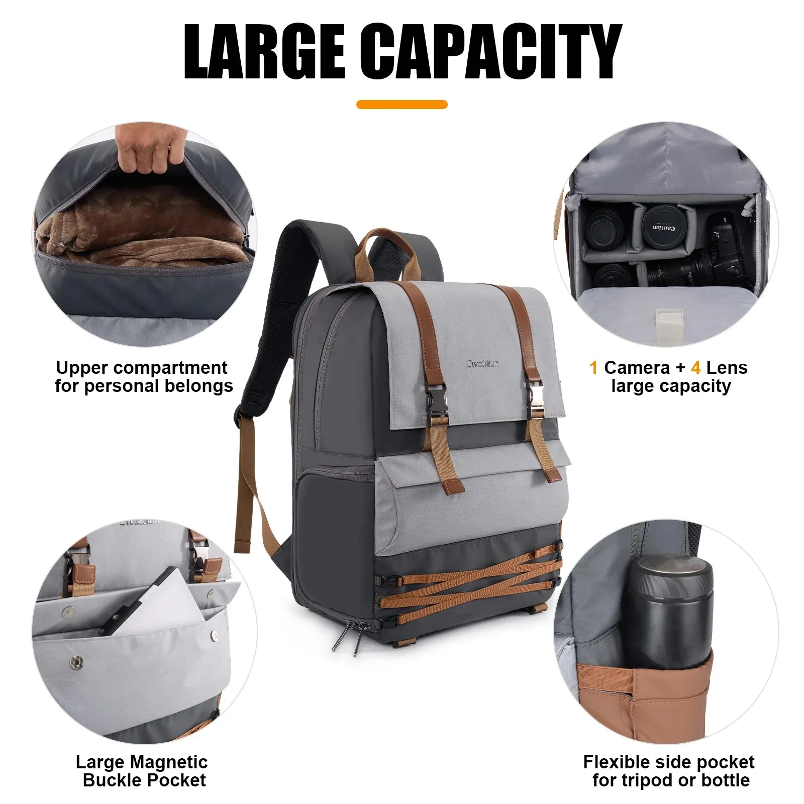 Camera Backpack. Waterproof Camera Bag, Multi-Functional Travel Photography Bag, Camera Box, for Canon/Nikon/ DSLR/Digital DSLR