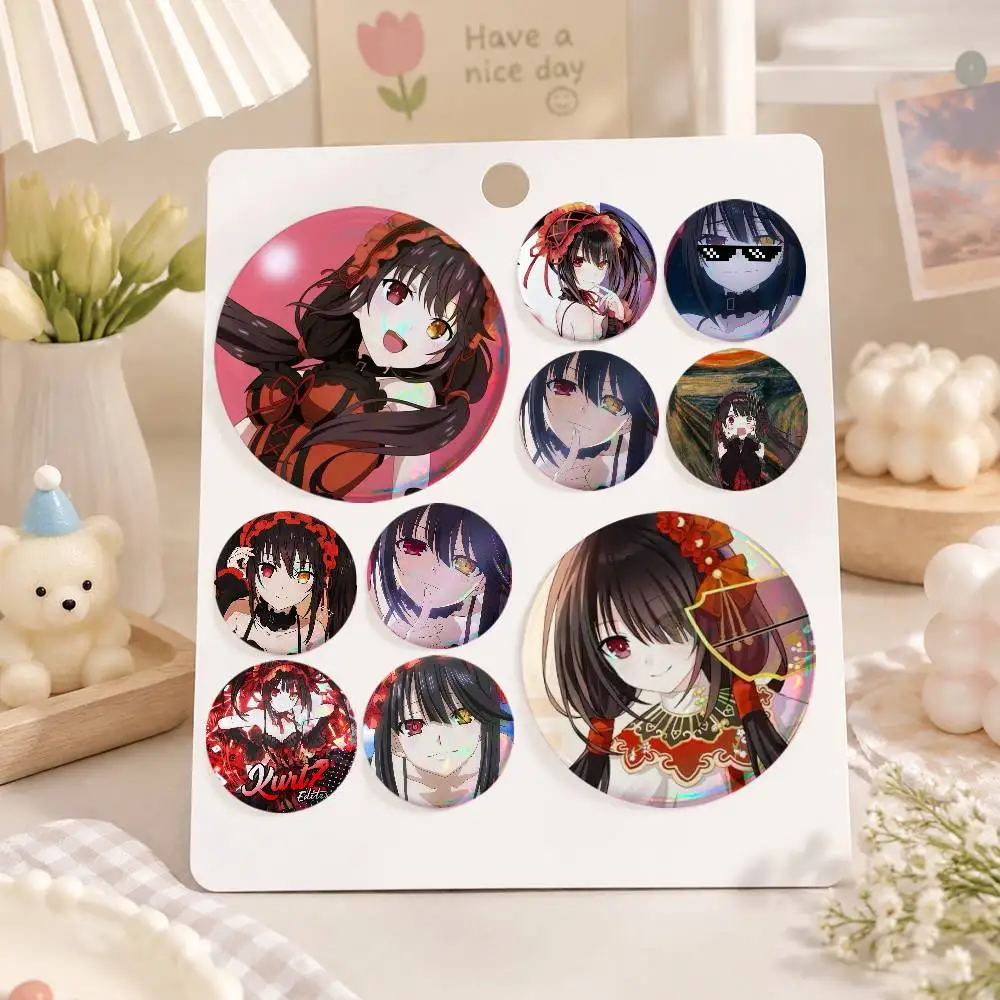 A-K-Kurumi T-Tokisaki Anime Round Badges, Brooches, Clothing Accessories, Birthday Gifts, Anime Conventions