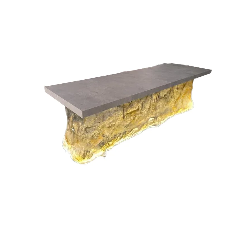 *Hotel Lobby Resin Sculpture Reception Desk Fashion Postmodern Water Resistant Transparent Matte Bar Countertop Dining Table
