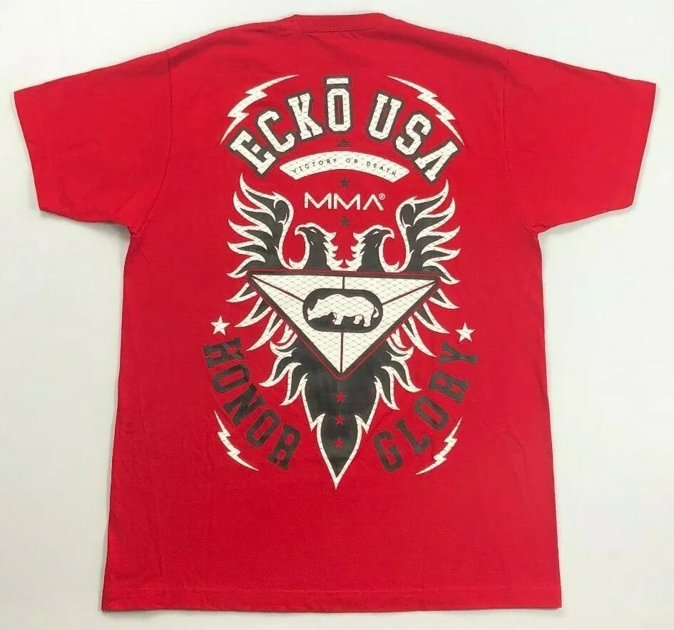 تي شيرت قطني من Ecko Unltd MMA للرجال والنساء بتصميم أمريكي عتيق كبير الحجم وأكمام قصيرة ملابس علوية للملاكمة