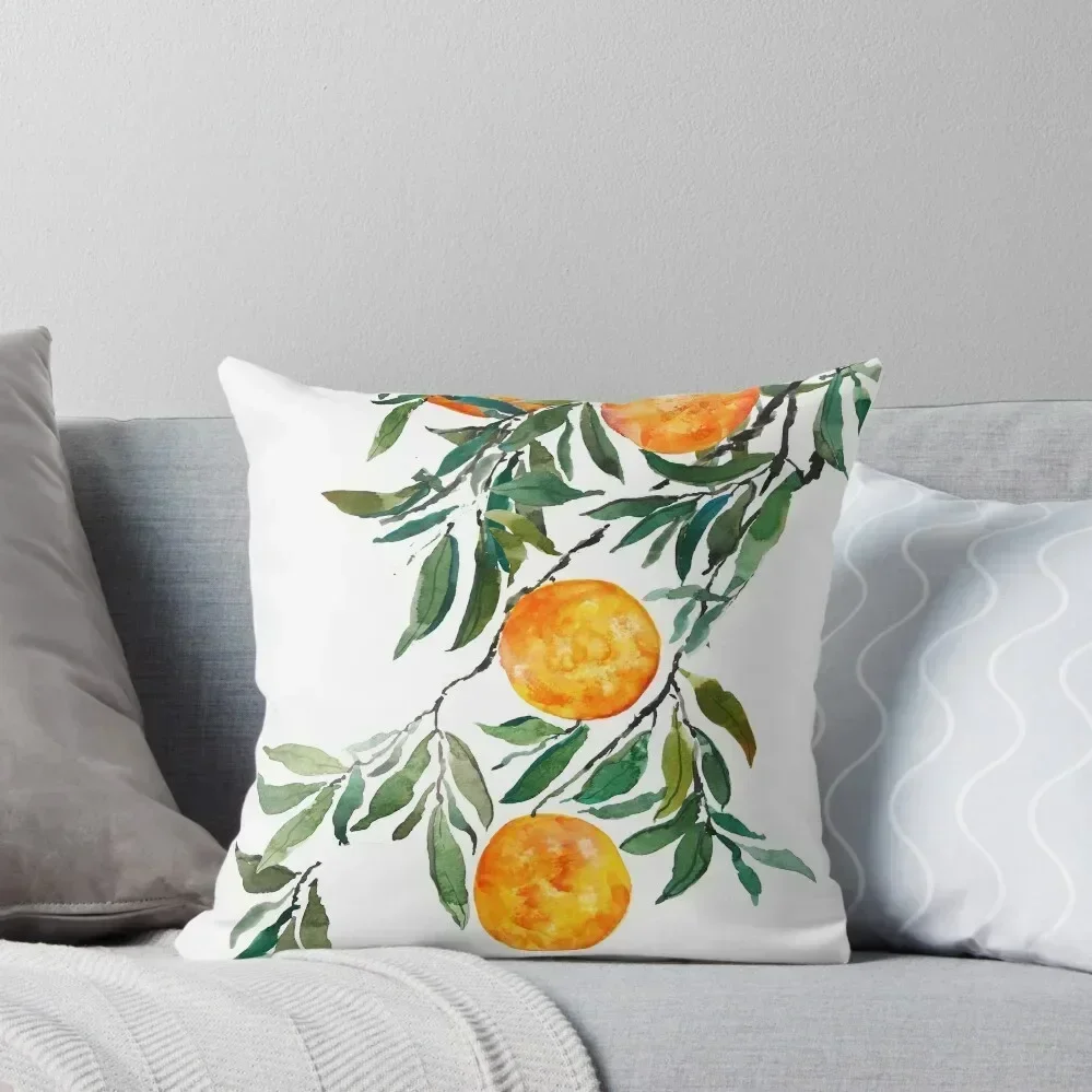 

orange watercolor Throw Pillow covers for pillows Pillows Aesthetic bed pillows Couch pillow