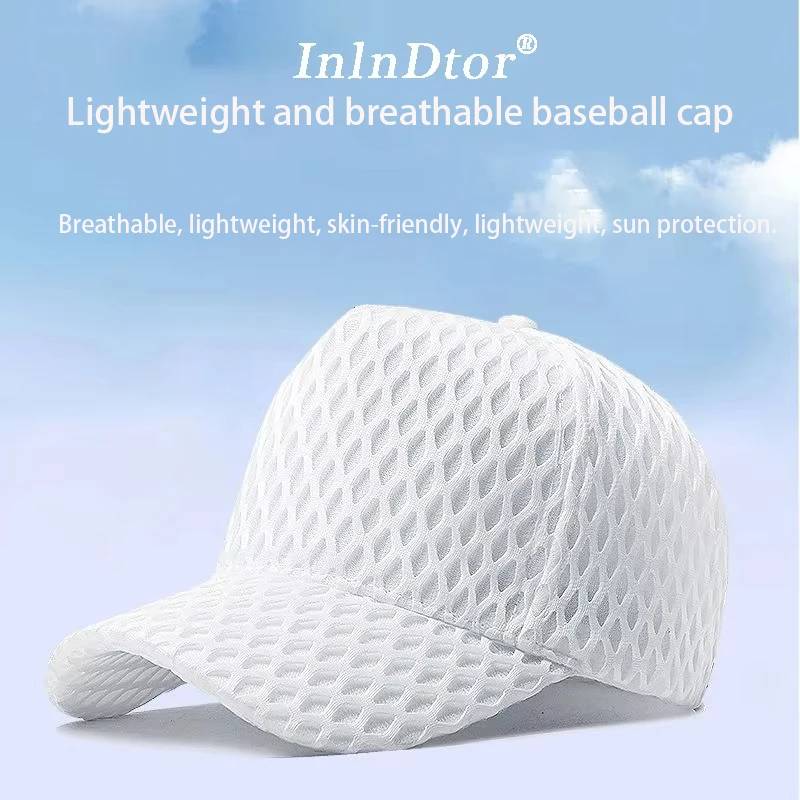 

White top hat men's summer baseball cap Honeycomb mesh check cap Men's fashion truck cap Breathable