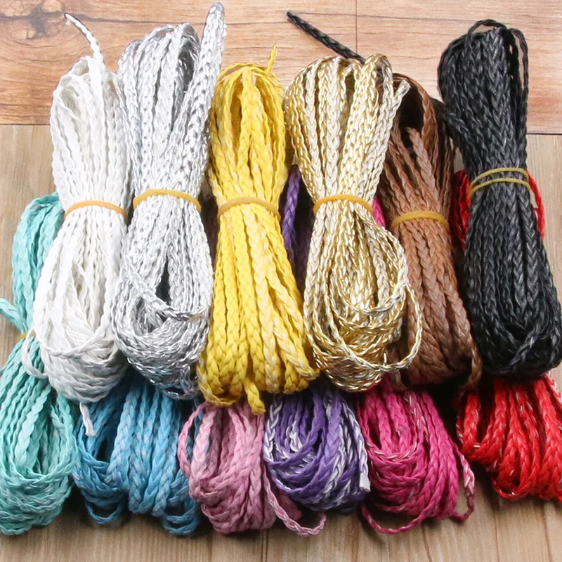 10 Meters/Lot Weave PU Leather Cord Rope 12 Color New Diy Findings Accessories Fashion Jewelry Making Material For Bracelet