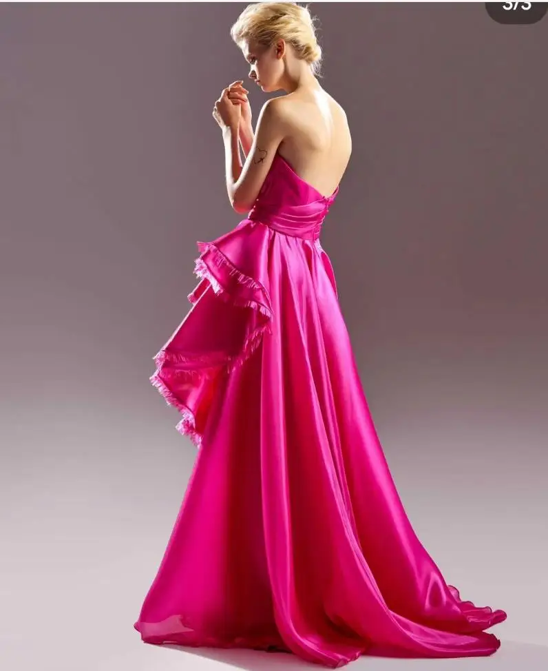 Vestido de noite formal Strapless High-Low Long Party Dress Abendkleider Robes de Soirée para mulheres 2023