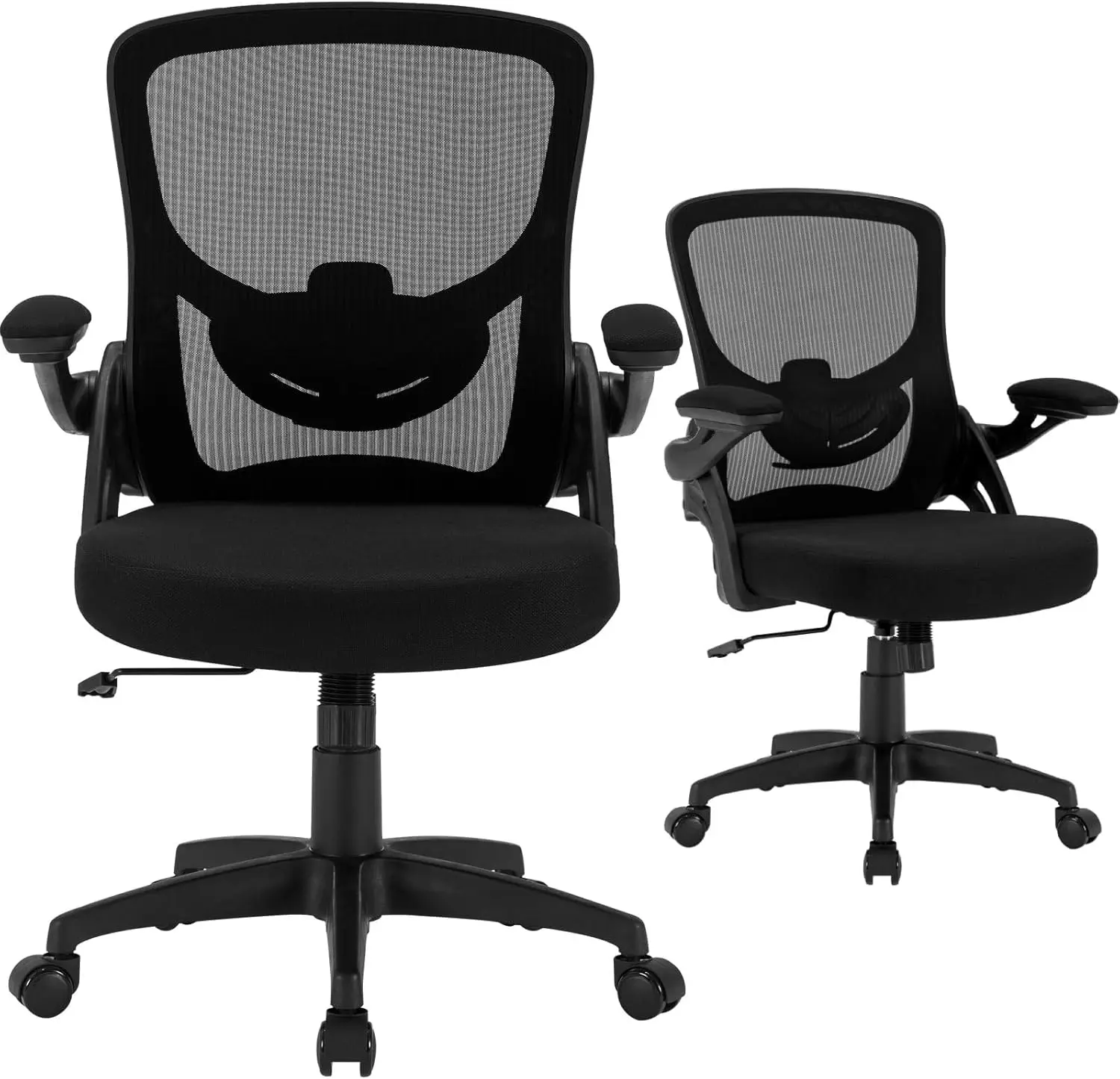 Office Chair Ergonomic, Comfy Desk Chair With Flip Up Arms, Mesh Computer Chair With Adjustable Lumbar Support, Home Office