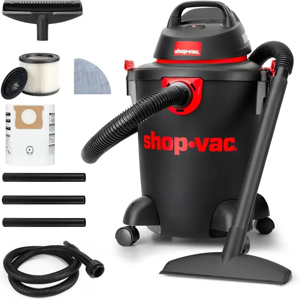 Shop-Vac 5985005 مكنسة كهربائية رطبة/جافة سعة 6 جالون، 3.5 ذروة HP، قطر 1.25 بوصة × خرطوم 7 أقدام، سلك 6 أقدام، مثالية للمنزل، المرآب، و