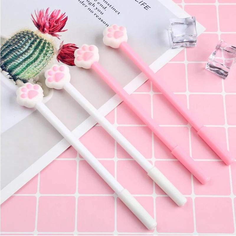 Cute Colorful Gel Pens Set, Kawaii Lovely Cat and Dog Paw Claw Gel Ball Pens, School Stationery, Office