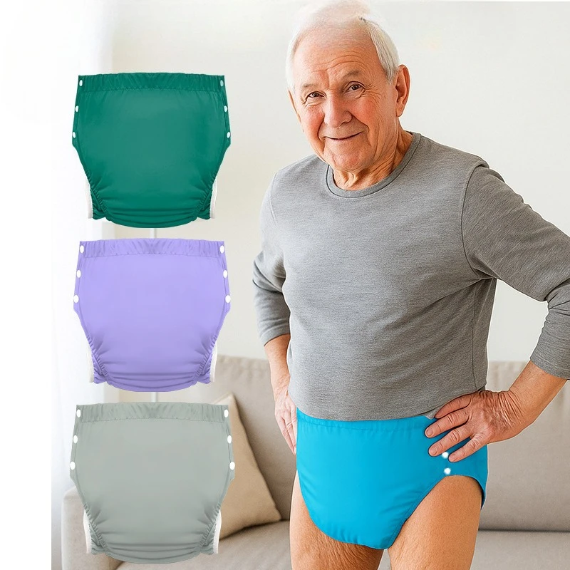Pañales de entrenamiento cómodos para adultos, para mujeres, hombres y ancianos, pañales lavables de tela, pañales reutilizables, pantalones cortos tipo ropa interior