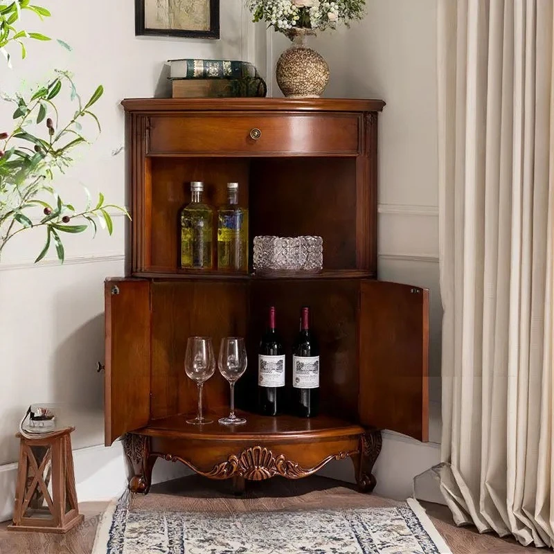 Edge Triangle Edge Corner Wine Cabinet  Solid Wood Drawer Living Room Shelf Corner Cabinet Bedroom
