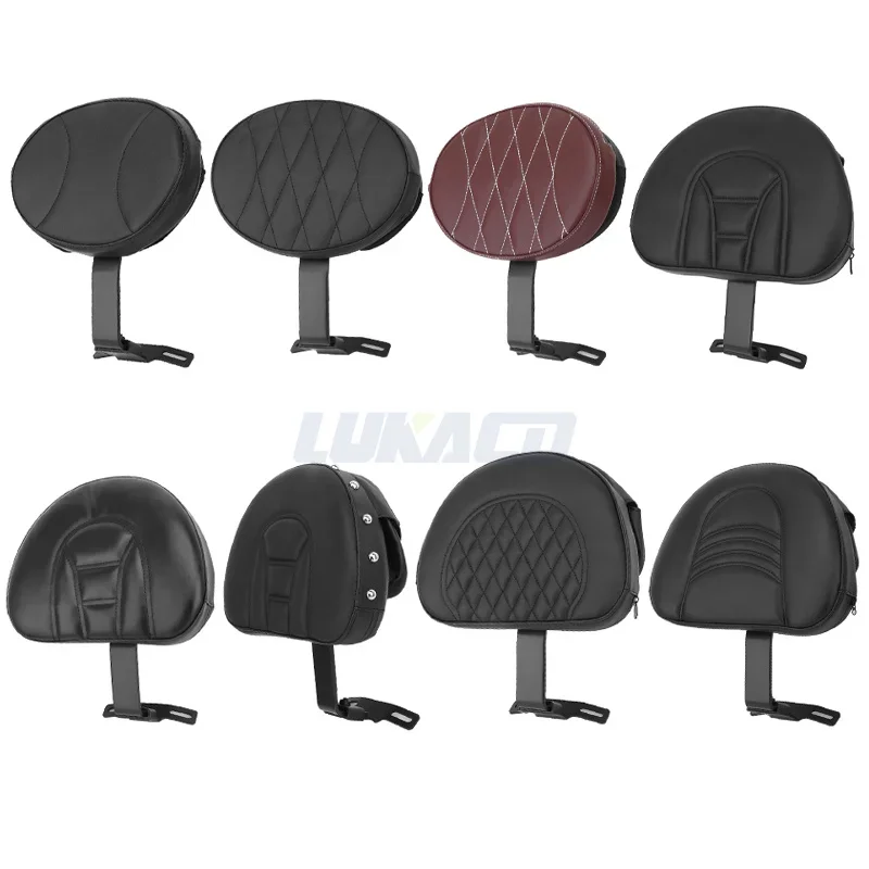 Motorcycle Adjustable Driver Rider Backrest Plug In Sissy Bar Seat Cushion Moto Pad For Harley Fatboy Heritage Softail 2007-2017