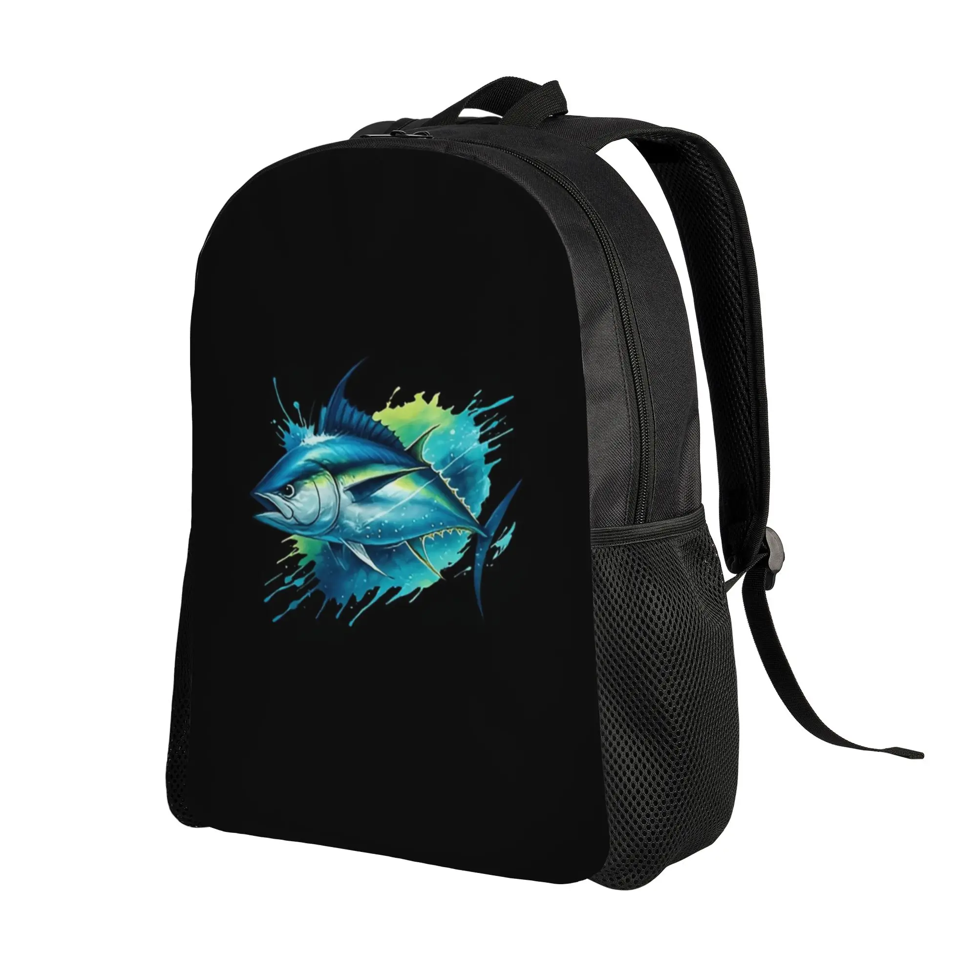 Knapsack Back to school season Vibrant Tuna Splash Art with Ocean Colors and Fishing Energy  Snack Storage Backpack