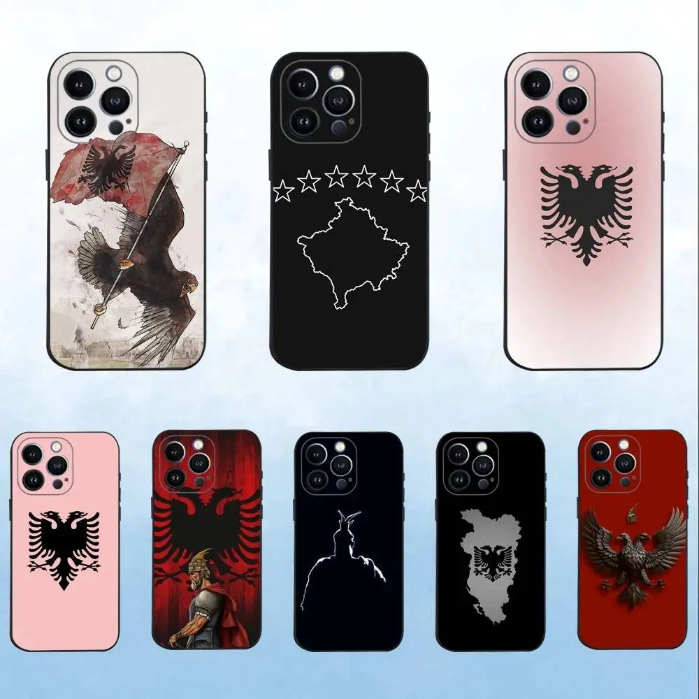

A-Albanians Flag Phone Case For iPhone 16,15,14,13,12,11 Plus,Pro Max,XS,X,XR,SE,Mini,8,7,Soft Silicone Black Cover