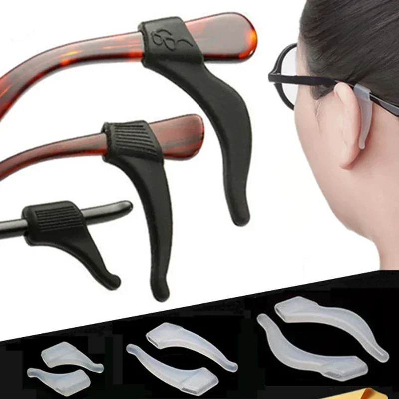 20PCS Silicone Ear Hook Anti-slip Glasses Leg Grip Anti-fall Holder Ear Sleeve Bracket Fastener Transparent Eyewear Accessorie