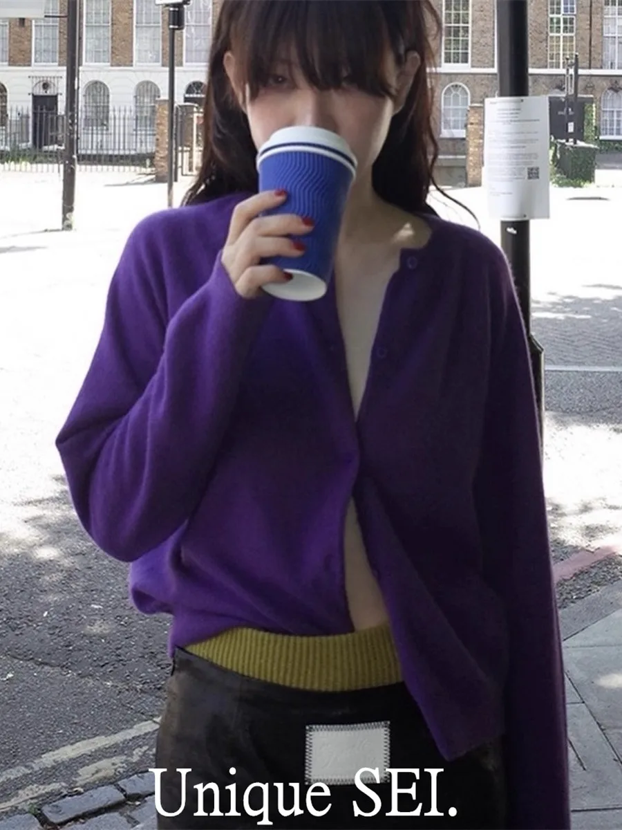 

ZHISILAO New Solid Purple Knit Sweater Women Casual Pullover Sweater Autumn Winter 2025 Tops