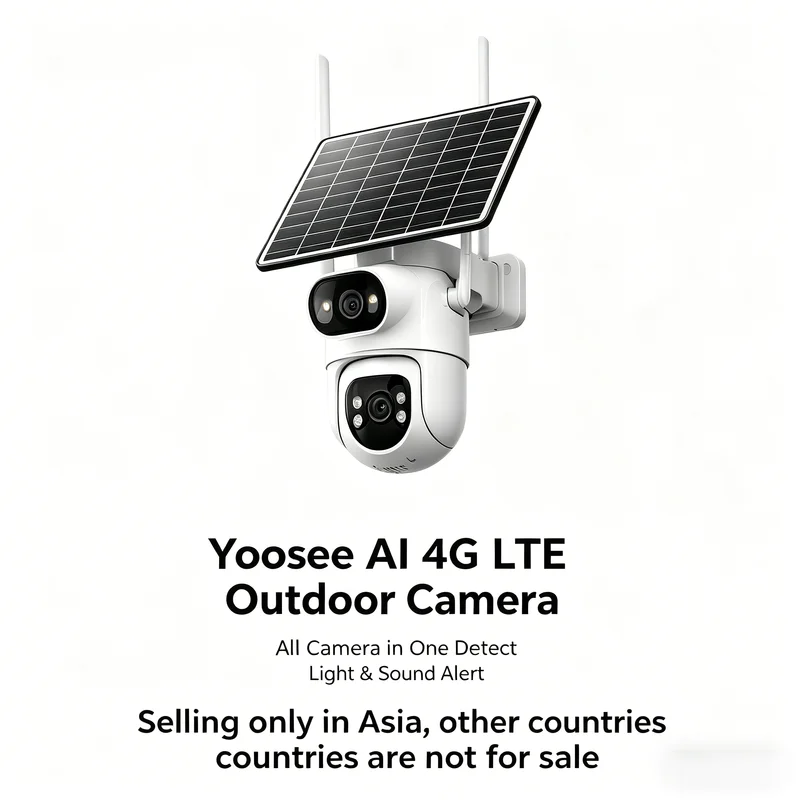 

Yoosee 4g Lte Solar Security Camera Dual Lens 2mp+2mp 360° Ptz Ai Human Detection Ip66 Waterproof Outdoor Night Vision Monitor