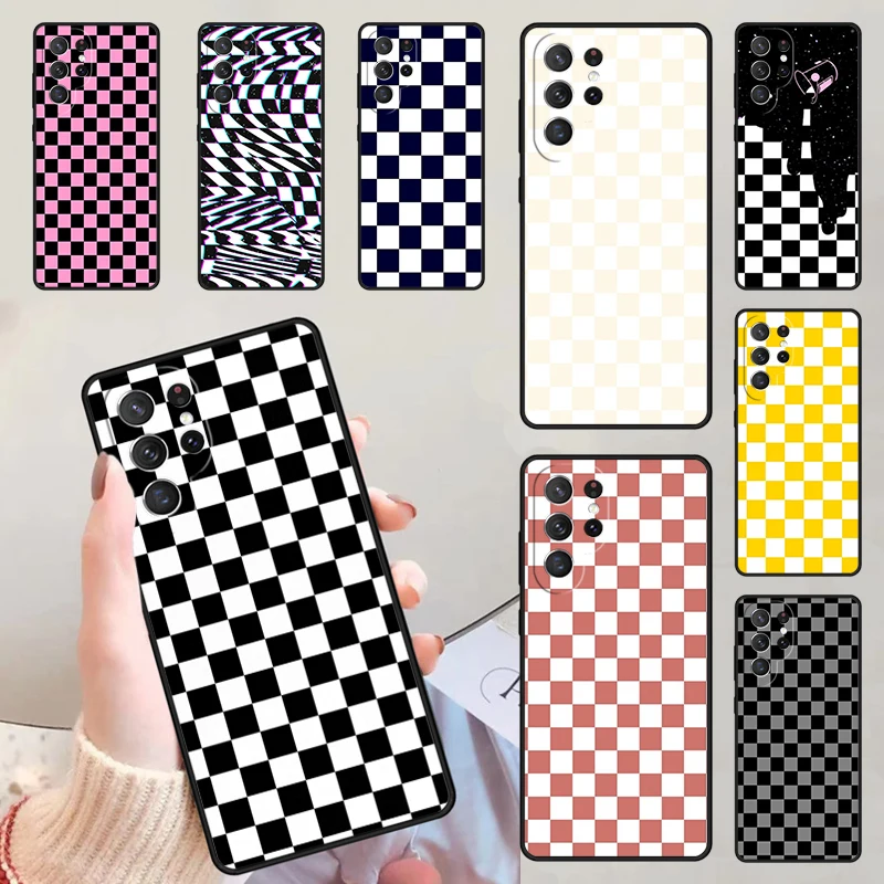 Plaid Checked Checkered CHECKERBOARD Phone Cases For Samsung Galaxy S23 S20 FE S21 S22 Ultra Note 20 S9 S10 Note 10 Plus Cover