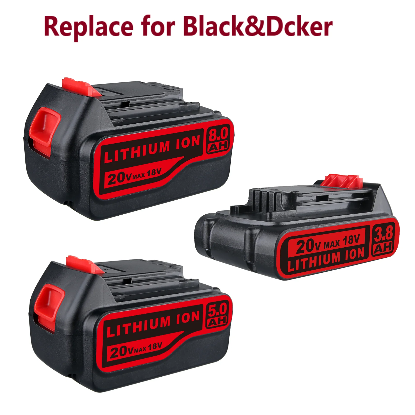 LBXR20 5.0Ah 8.0Ah 3.8Ah 20V MAX Battery Lithium Battery Replace for Black&Decker LBXR20-OPE LB20 LBX20 LBX4020 LB2X4020-OPE