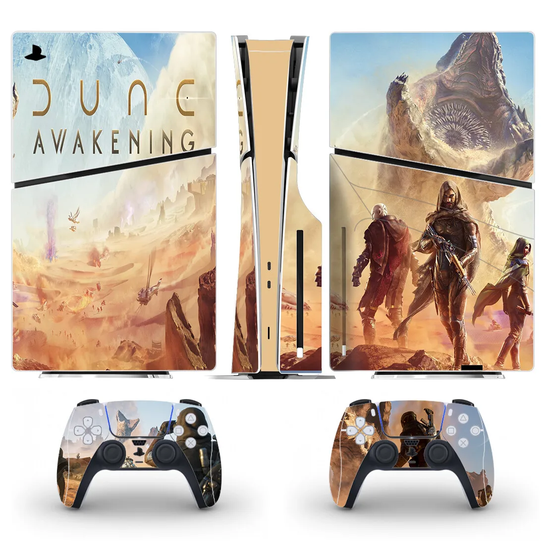 

Dune Awakening PS5 Slim Disc Skin Наклейка-наклейка для консоли и 2 контроллера Новый PS5 Slim Disk Skin Vinyl