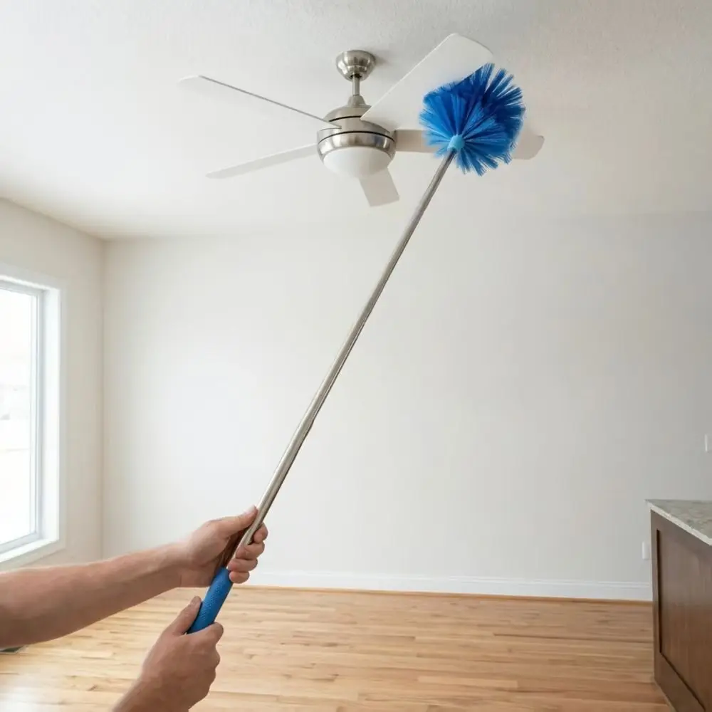 Long Handle Spider Web Cleaner Brush Washable Extendable Rod Cobweb Cleaning Tool Lightweight Multifunctional Wall Dusting Brush