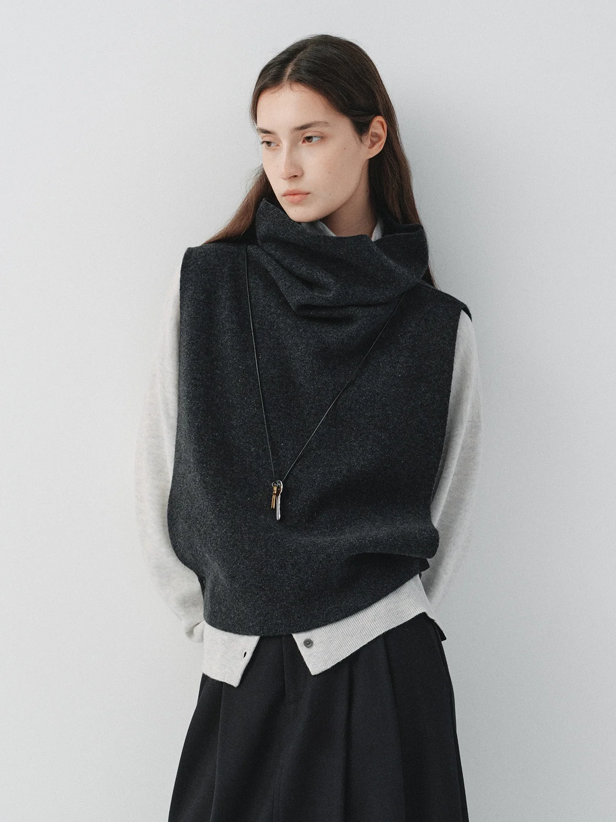 

Light Soft Woolen Knitted Vest High Collar Svel Layering Women's Outerwear Comfortable Commute Sle Regular Fit Pure C...