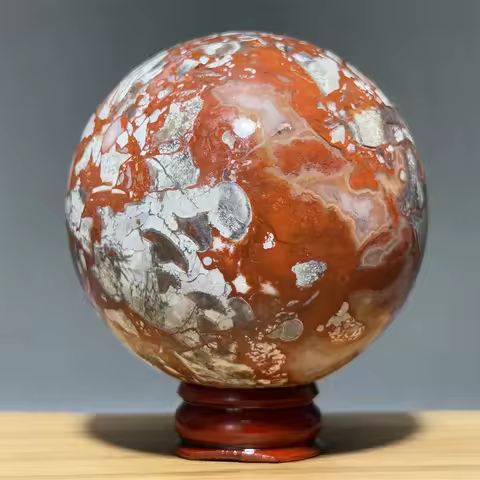 Money Agate Ball Natural Mineral Quartz Craft Home Feng Shui Decoration Energy Witch Massage Spiritual Healing + Base