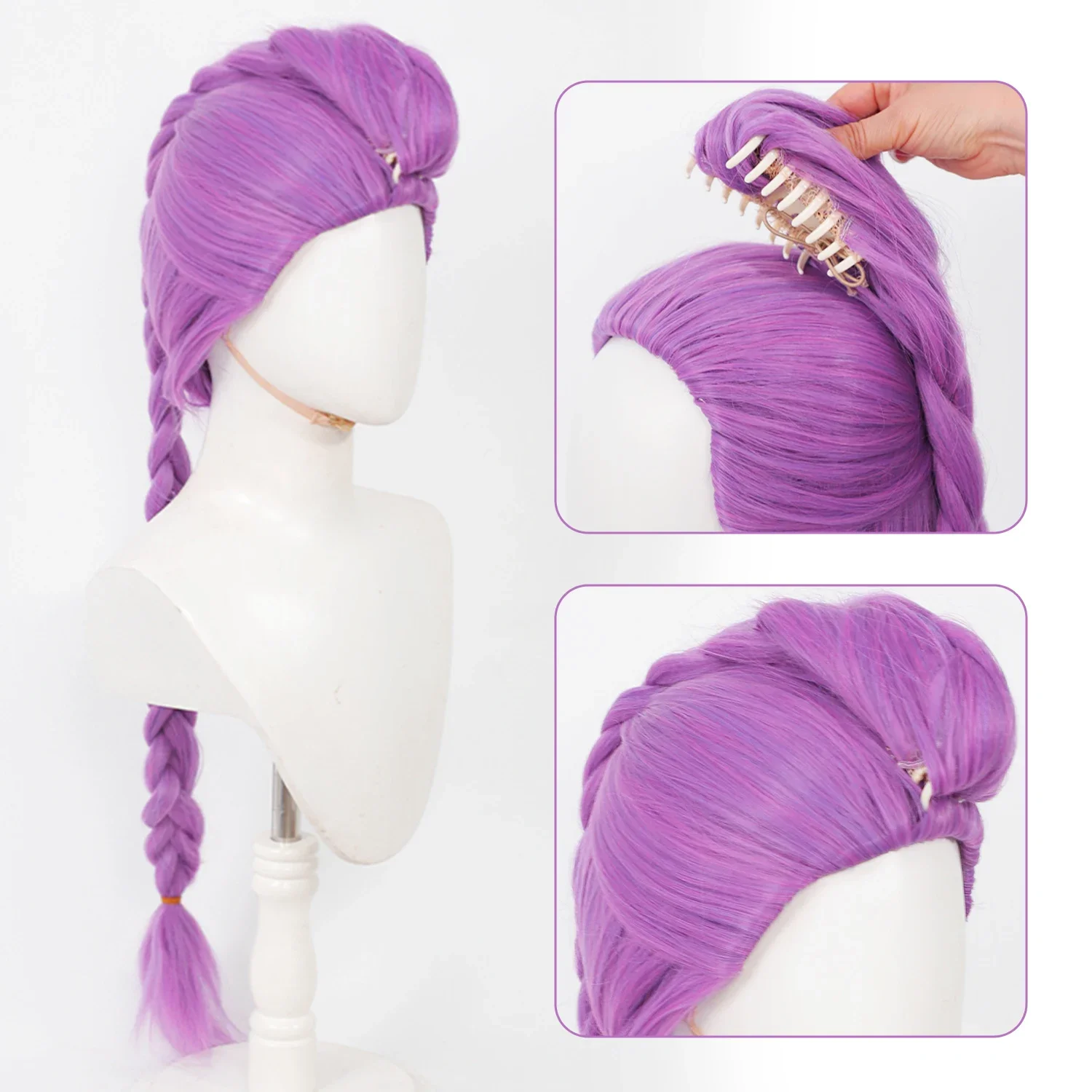 2025 Halloween Film Kpop Girl Group Perücke Zoey Rumi Mira Cosplay Halloween Frauen Rosenrot, gemischte Farbe Schwarz Synthetisch F