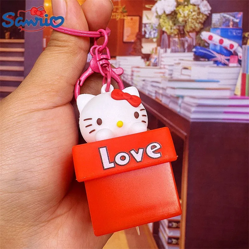 Sanrio Hello Kitty Light Keychain Anime Kuromi My Melody Pendant Keyring Children Toys Cinnamoroll Pompom Purin Keychains Gifts