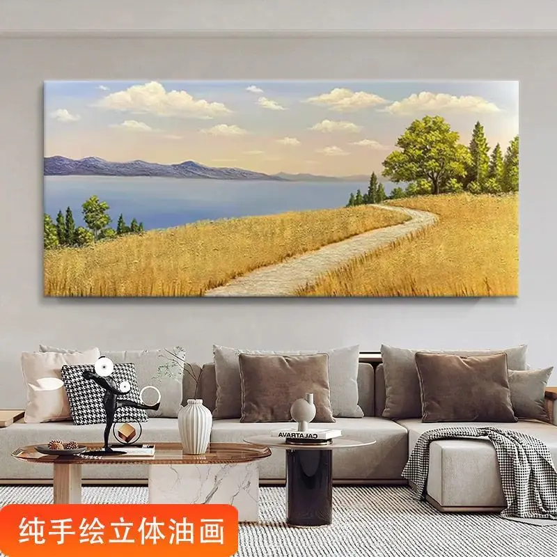 

Hand painted oil painting, sofa background wall decoration painting