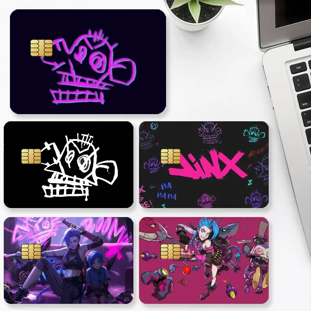 أنيمي A-Arcane S-Season 2 Jinx بطاقة الائتمان لخصم البنك حماية الزخرفية 4 قطعة المضادة للخدش ملصقات مقاومة للماء حافلة Subwa