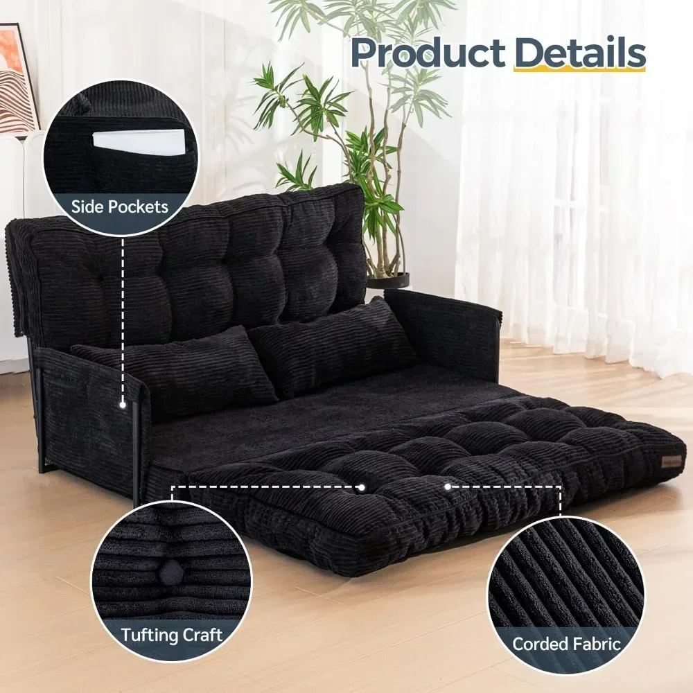 sofa.Adjustable Floor Sofa Couch with 2 Pillows, Multi-Functional Bean Bag Bed, 5-Position Foldable Lazy Sofa Sleeper Bed