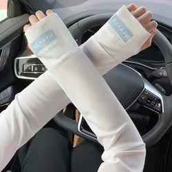 Ice Anti-sunburn Sleeve Summer Uv Protection Arm Sleeves Letter Printed Large Size Loose Arm Sleeves Thin Driving Outdoor Gloves