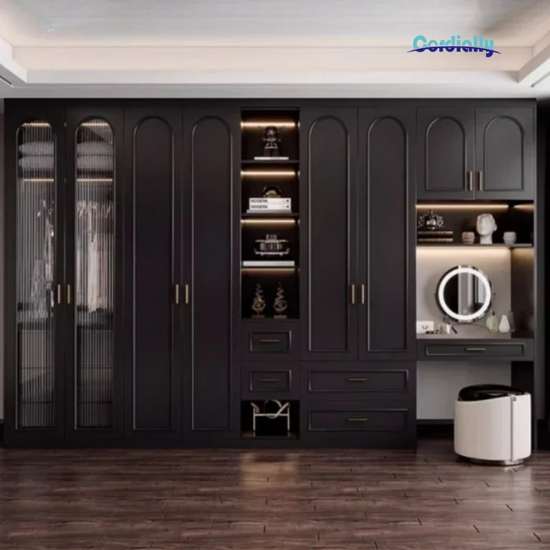 Luxury Double Wardrobe Cabinet Closet Clothes Organizer Comforter Storage Bedroom Furniture Modern Home Decor