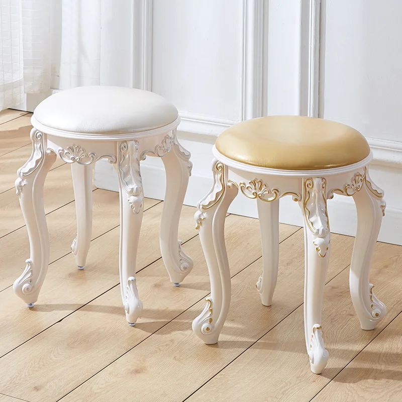 

European-style Vanity Stool Soft Bag Small Round Stool Home Living Room Chairs Manicure Piano Pouf Ottoman