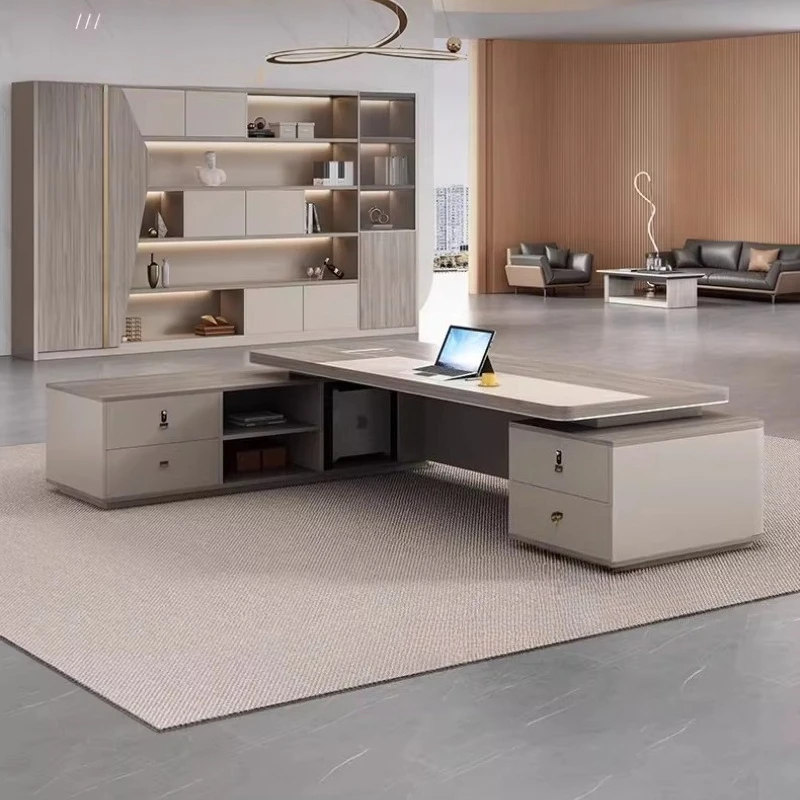 Office Executive Desk Workshop Study Modern Computer Boss L Shaped Room Desk Computer Luxury Workstation Industrial Furniture