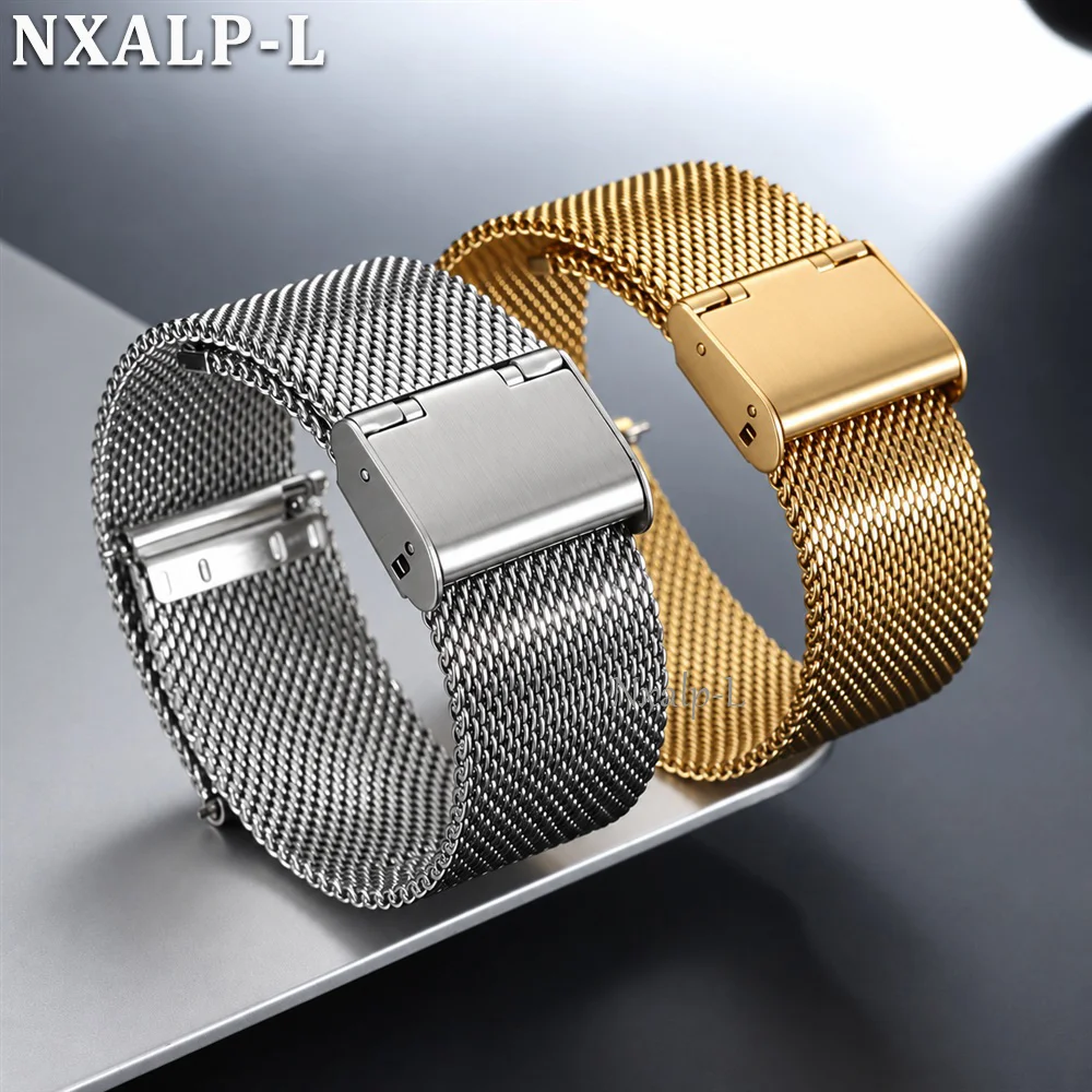 0.6 Milanese Mesh Loop 18mm 20mm 22mm Stainless Steel Watch Band for DW for Omega Bracelet 1.8mm Thickness Strap Quick Release