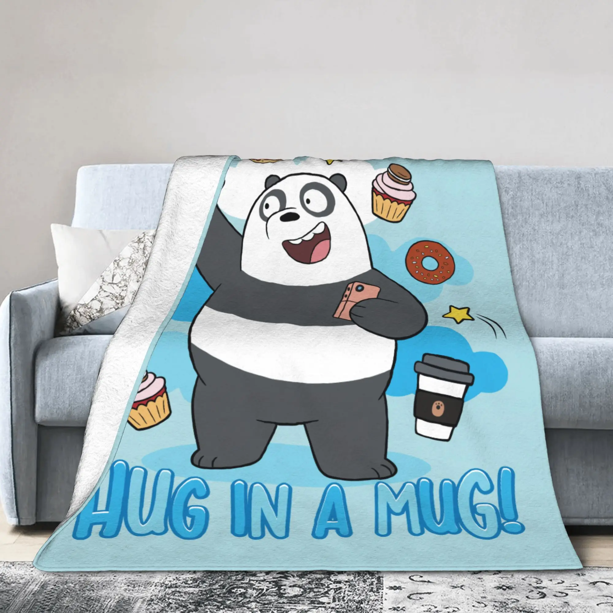 

Фланелевые одеяла с изображением медведя панды, кружки, мы B-Bare Bears, потрясающие пледы для кровати, дивана, дивана, покрывало 125*100 см,