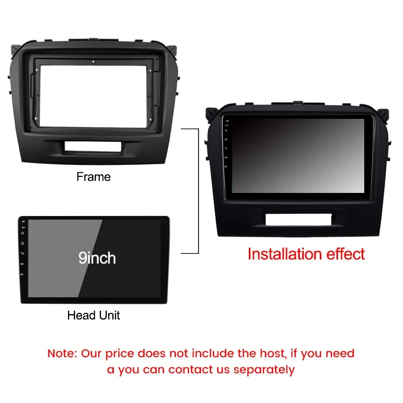 Painel de rádio do quadro do painel do carro, painel de navegação para Suzuki Vitara 4 2014-2018, 9 Polegada, 2 Din
