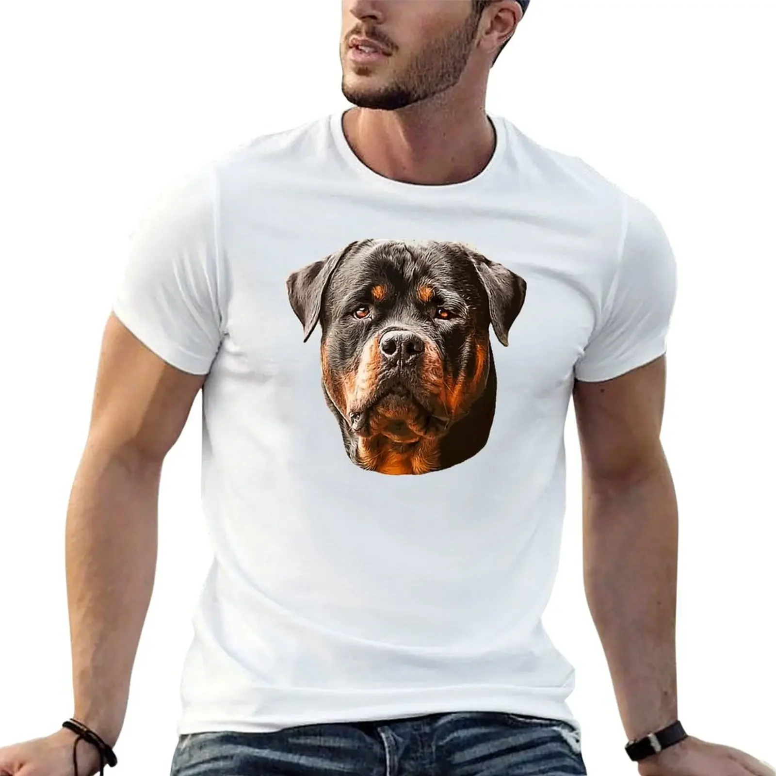 Rottweiler Stunning Dog Head Art T-Shirt sweat oversized t shirt cute clothes T-shirt men