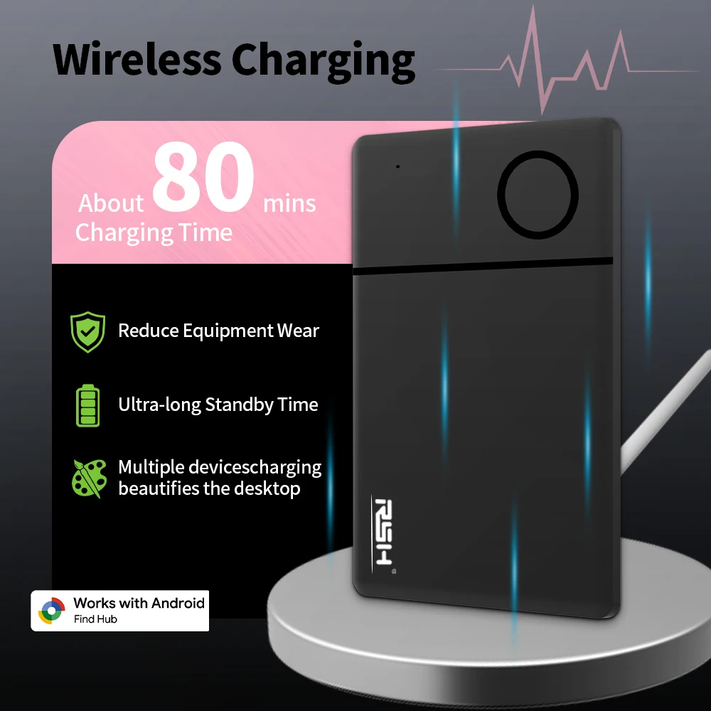 جهاز تتبع بطاقة الشحن اللاسلكي RSH Slim، يعمل محدد موقع Android مع Google Find Hub App، حقيبة محفظة مضادة للخسارة، اختيار هدية #6