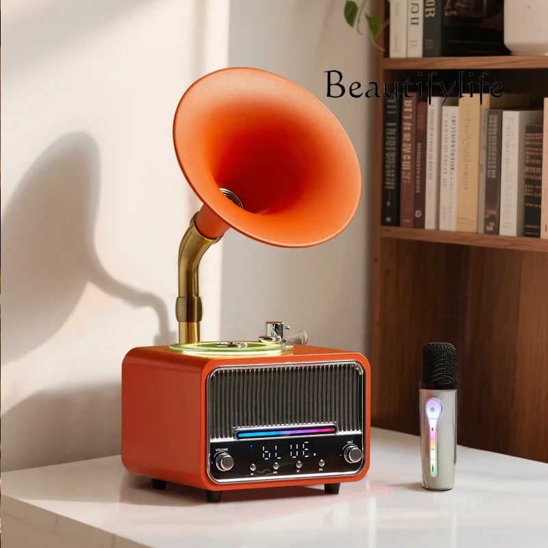 Du Huanshi Gramophone Shape Mini Multifunctional Bluetooth Audio Family Karaoke All-in-One Wireless Speaker Gift